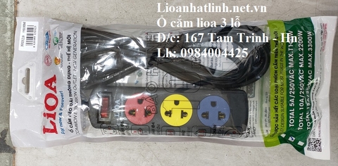 Ổ CẮM LIOA 3 LỖ 3M MẦU ĐEN THẾ HỆ MỚI MODEL 3SND3.2.10