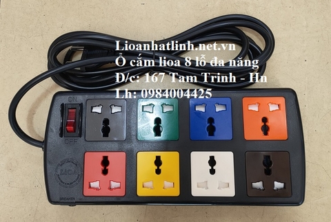 Ổ CẮM KÉO DÀI LIOA 3 CHẤU 8 LỖ ĐA NĂNG DÂY DÀI 5M MODEL 8D52N
