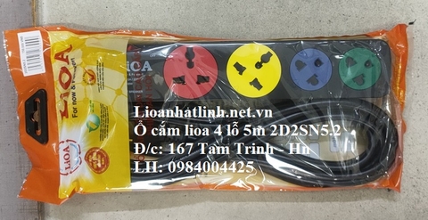 Ổ CẮM KÉO DÀI LIOA LOẠI ĐA NĂNG - KẾT HỢP 4 Ổ CẮM 5M MODEL 2D2S52 ( 2D2SN5.2 )