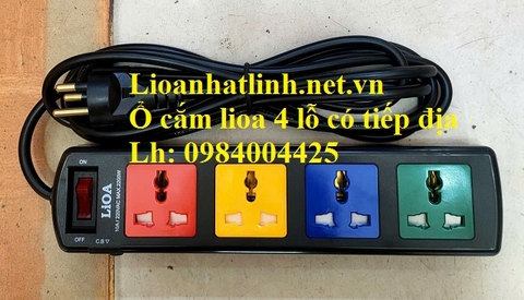 Ổ CẮM ĐIỆN LIOA 4 CHẤU DÂY 3 LÕI CÓ NỐI ĐẤT MÃ SẢN PHẨM 4D33N