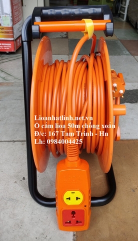 Ổ CẮM KÉO DÀI QUAY TAY LIOA KIỂU RULO 50M DÂY 2X2+1X1MM LOẠI CHỐNG XOẮN CÓ TIẾP ĐỊA