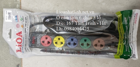 Ổ CẮM ĐIỆN LIOA 6 CHẤU 3 LỖ DÂY 3M MẦU ĐEN THẾ HỆ MỚI MODEL 6SND3.2.10