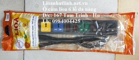 Ổ CẮM ĐIỆN LIOA 6 LỖ 3 CHẤU DÂY 5M 2 CÔNG TẮC MODEL 6D52N
