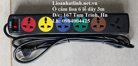 Ổ CẮM ĐIỆN LIOA 6 LỖ DN ĐA NĂNG DÂY 5M MẦU ĐEN THẾ HỆ MỚI MODEL 6DND5.2.10