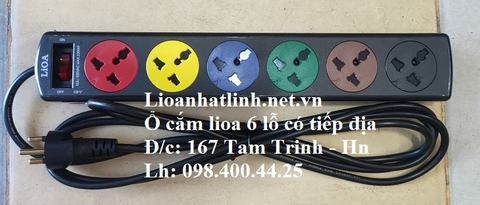 Ổ CẮM CÓ TIẾP ĐỊA LIOA 6 LỖ 3M MODEL 6DND3.3.10 GIÁ RẺ