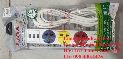 Ổ CẮM ĐIỆN ĐA NĂNG LIOA CÓ 3 CỔNG USB 15W SẠC NHANH TYPE A MODEL 3DN3A15W