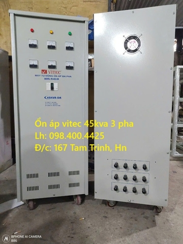 ỔN ÁP 3 PHA VITEC 45KVA - 45KW DẢI RỘNG 160V - 430V ( 90V - 250V ) GIÁ RẺ