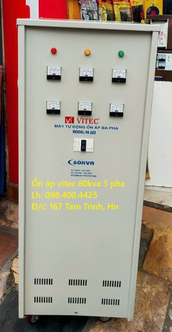 ỔN ÁP 3 PHA VITEC 60KVA - 60KW DẢI RỘNG 160V - 430V ( 90V - 250V ) GIÁ RẺ