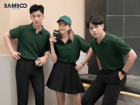 Đồng phục xanh rêu cao cấp, thiết kế hiện đại, bền đẹp