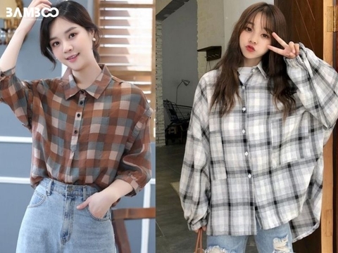 9+ Mẫu áo sơ mi kẻ caro nữ Hàn Quốc nhân đôi sự thanh lịch