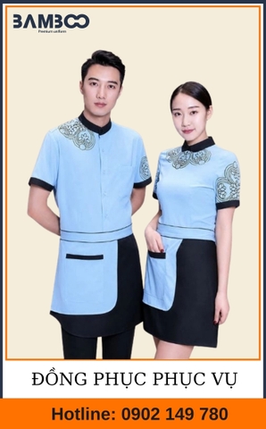 Áo nhân viên phục vụ xanh dương - Bamboo Uniform