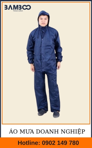 Áo mưa xanh dương đậm bộ rời - Bamboo Uniform