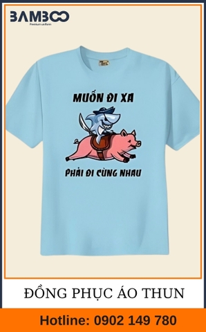 Mẫu áo thun teambuilding màu xanh da trời - Bamboo Uniform