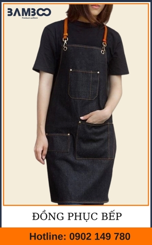 Đồng phục tạp dề nửa thân dài đen vải jean - Bamboo Uniform