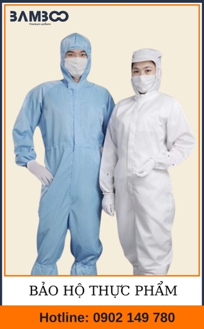 Đồng phục công nhân thực phẩm màu xanh và màu trắng