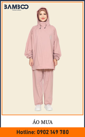 Áo mưa bộ màu hồng