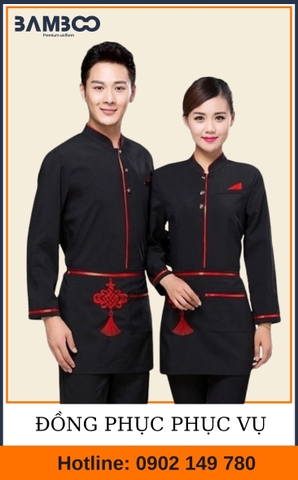 Mẫu áo nhân viên phục vụ tay dài màu đen