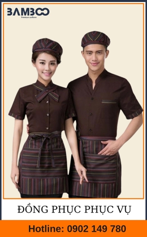 Combo đồng phục nhân viên phục vụ màu nâu