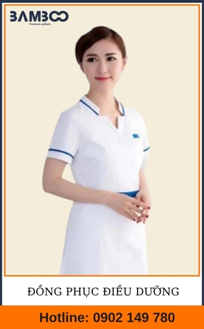 Áo điều dưỡng cổ chữ V trắng 02  - Bamboo Uniform