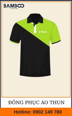Áo thun quà tặng xanh phối đen - Bamboo Uniform