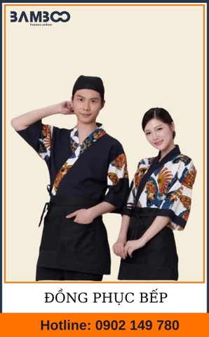 ÁO BẾP ĐEN HỌA TIẾT - BAMBOO UNIFORM