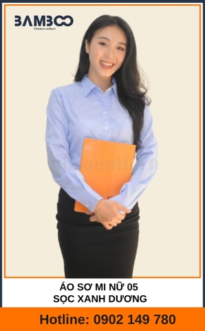 Áo sơ mi nữ 05 sọc xanh dương