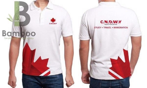 Mẫu Áo Thun Quà Tặng Màu Trắng Họa Tiết Đỏ - Bamboo Uniform