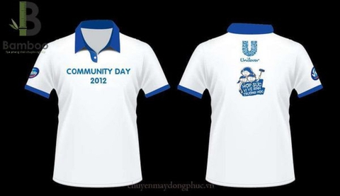 Mẫu Áo Thun Quà Tặng Màu Trắng Phối Xanh - Bamboo Uniform