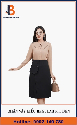 Chân váy công sở kiểu Regular Fit đen
