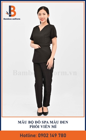 Mẫu Bộ Đồ Spa Đen Viền Mí - Bamboo Uniform