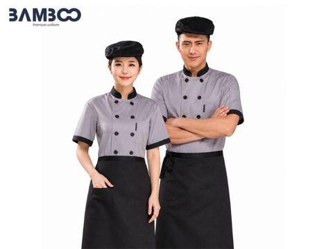 đồng phục áo bếp tím nhạt