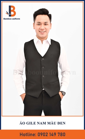 Áo gile nam màu đen