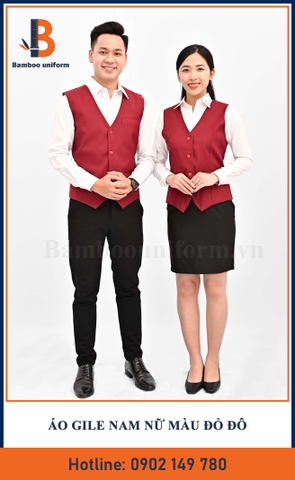 áo gile nam nữ màu đỏ đô