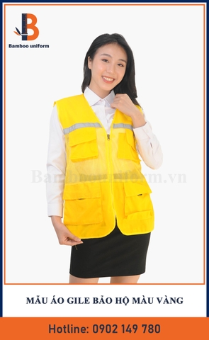 Mẫu Áo Gile Bảo Hộ Lao Động Màu Vàng - Bamboo Uniform