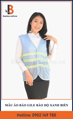 Mẫu Áo Gile Bảo Hộ Lao Động Xanh Biển - Bamboo Uniform