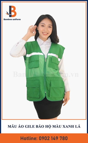 Mẫu Áo Gile Bảo Hộ Lao Động Màu Xanh Lá - Bamboo Uniform