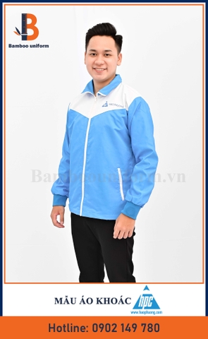 Mẫu Áo Khoác Gió Màu Xanh Trắng - Bamboo Uniform