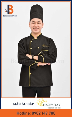 Áo bếp đồng phục đen Happy Day