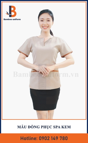 Mẫu Áo Spa Kem Ngắn Tay - Bamboo Uniform