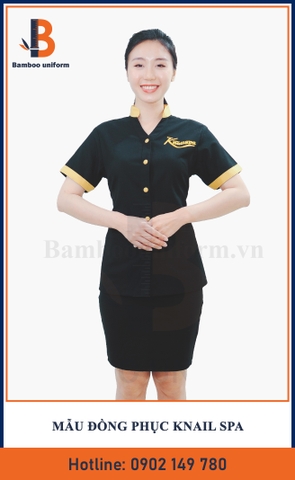 Mẫu Áo Đen Vàng Knail Spa - Bamboo Uniform