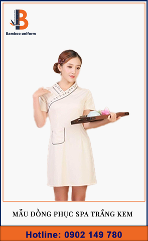 Mẫu Đầm Spa Trắng Kem - Bamboo Uniform