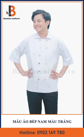 Mẫu Áo Bếp Nam Màu Trắng - Bamboo Uniform