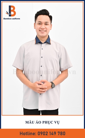 Áo phục vụ trắng xám