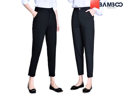 Quần tây đồng phục đen nữ kẻ sọc