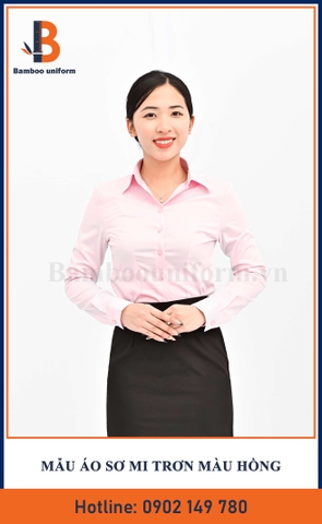 Mẫu Áo Sơ Mi Nữ Hồng Trơn - Bamboo Uniform