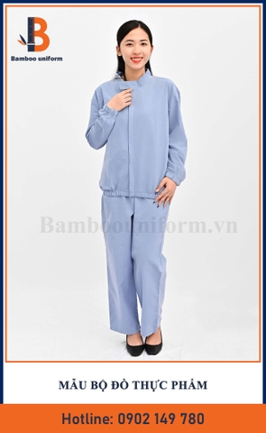 Mẫu Đồng Phục Công Nhân Thực Phẩm Xám Xanh