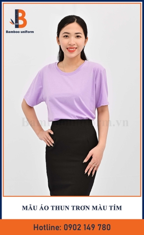 Mẫu Áo Thun Cổ Tròn Màu Tím