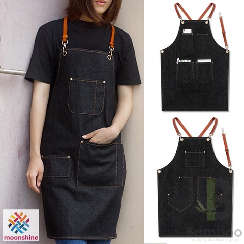 Mẫu Tạp Dề Nửa Thân Dài Vải Jean Đen - Bamboo Uniform