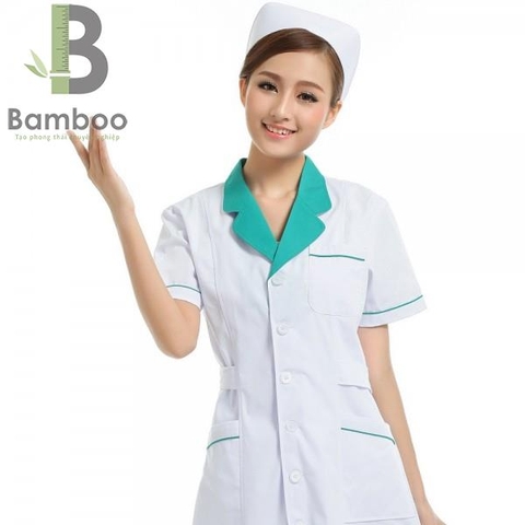 Mẫu Trang Phục Điều Dưỡng Cao Cấp Trắng Xanh - Bamboo Uniform