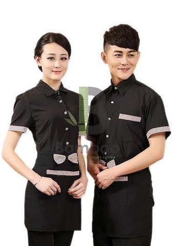 Mẫu Áo Nhân Viên Phục Vụ Nam Nữ Màu Đen - Bamboo Uniform